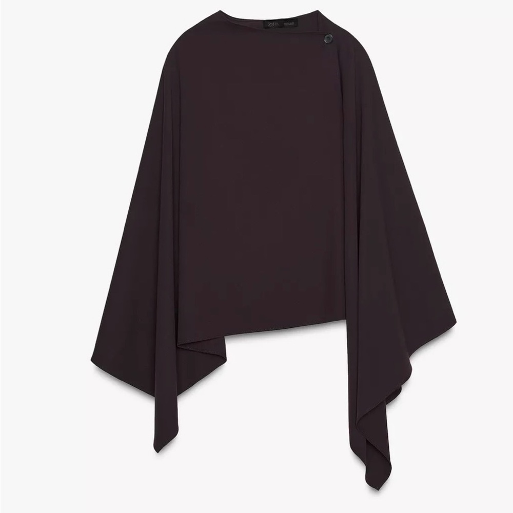 Zara Dark Brown Cape Jacket